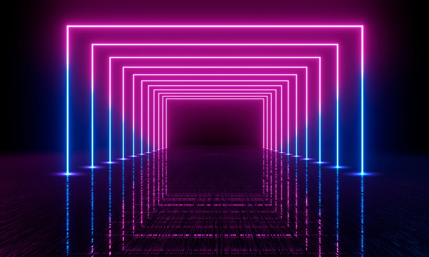 Neon light-lasers dark tunnel