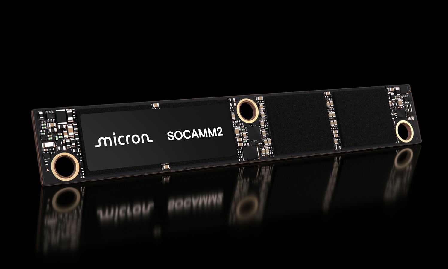SOCAMM2 module from the right on a black background